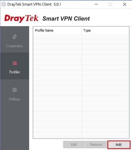 a screenshot of Smart VPN Client profile list
